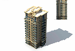 現(xiàn)代獨(dú)棟高層住宅樓3D模型設(shè)計(jì)