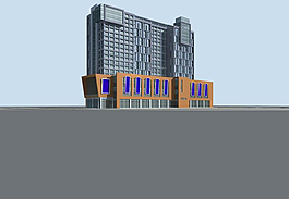 橙色和深灰色建筑3D模型