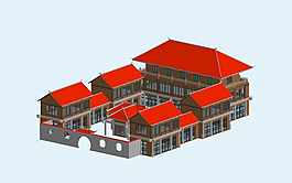 中國風(fēng)設(shè)計別墅建筑3d效果圖