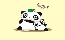 卡通動物親子熊貓設(shè)計