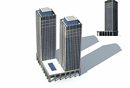 现代商业大厦带裙楼3D模型设计