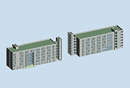 現代學校教學樓3D模型效果圖
