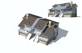 現(xiàn)代美式設(shè)計復(fù)式別墅3D模型