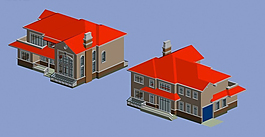 歐式紅瓦別墅3D模型