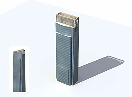 藍(lán)色筆直的商業(yè)高層3D模型