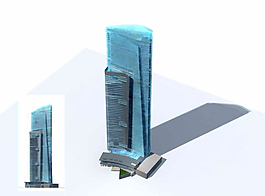 藍(lán)灰色的商業(yè)高層3D模型