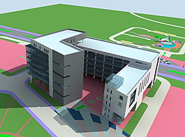 漂亮的藍色調公建模型