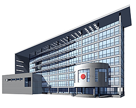 藍(lán)色公共建筑3D效果圖