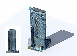 灰藍(lán)色筆直的商業(yè)高層3D模型