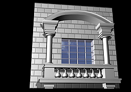 3D歐式風格窗臺模型
