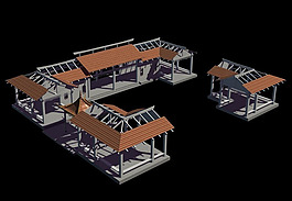 城市景观园林建筑亭子3D模型