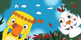 小鴨子小雞兒童插畫