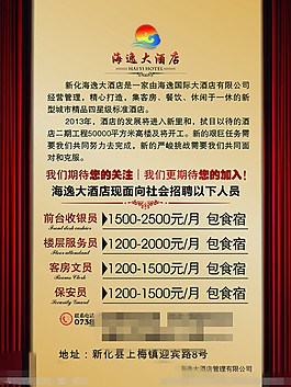 酒店招聘海報