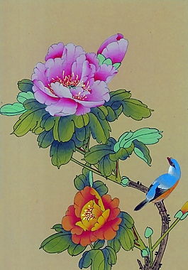 牡丹花壁画