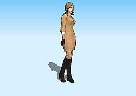 女子站式3D模型
