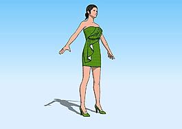 美女站式3D模型
