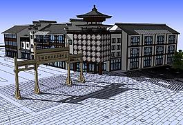 小镇广场3D模型