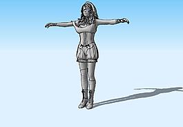 女子站式3D模型