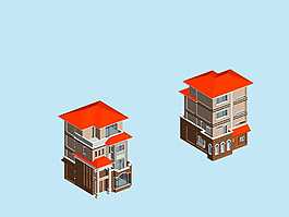 红色的建筑别墅