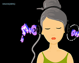 女孩聽音樂