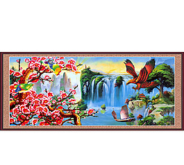 鸟语花香山水国画