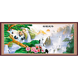 松鹤延年国画山水画