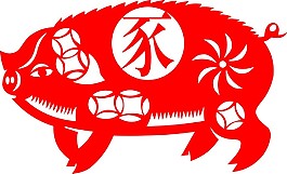 剪紙豬