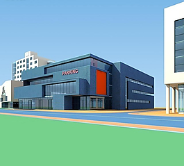 現(xiàn)代停車場建筑群3D模板