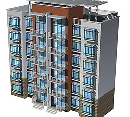 時(shí)尚現(xiàn)代風(fēng)格住宅樓設(shè)計(jì)3D模型素材