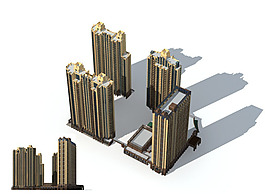 現(xiàn)代建筑高層住宅3d模型設計效果圖