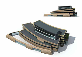 弧形多層商業(yè)大廈3D模型設(shè)計(jì)