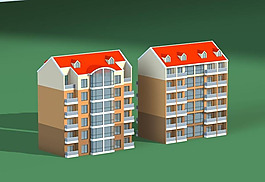 簡潔風(fēng)格住宅樓設(shè)計(jì)3D模型素材