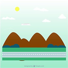 卡通山区公路矢量图