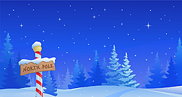 精美雪夜原野插畫