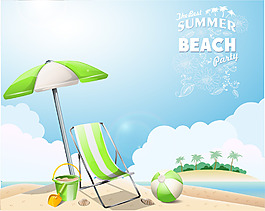 清新夏季度假背景矢量素材