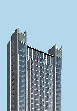 挺拨高层公建建筑3D模型
