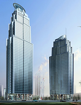 現代都市高層商業大廈建筑3D模型圖