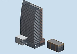 现代高层带裙楼商业大厦建筑群