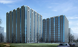 線條流暢高層公建建筑3D模型