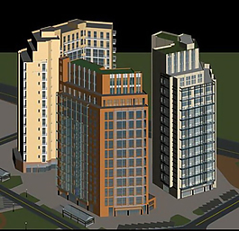 圍成圈高層公建建筑3D模型