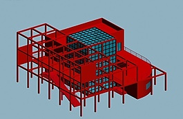 新型紅色現(xiàn)代城市景觀小建筑3D模型圖