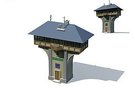 丁字形歐式建筑3D模型圖