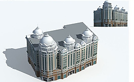 現(xiàn)代教堂式歐式建筑3D模型圖