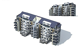 現(xiàn)代紫色平頂住宅小區(qū)建筑3D模型圖