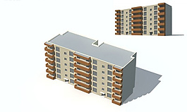 现代多层住宅小区建筑群3D模型图