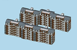 现代联排住宅高层建筑3d模型