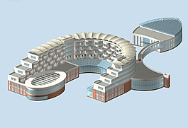 半圓形現代創意建筑3d模型