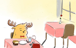 鹿小漫手绘插画午餐