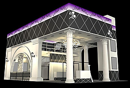 紫色歐式展廳3d模型設計