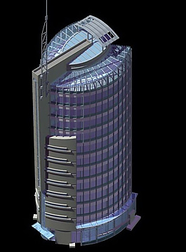 圓扇形高層公共建筑商業(yè)大廈3D模型